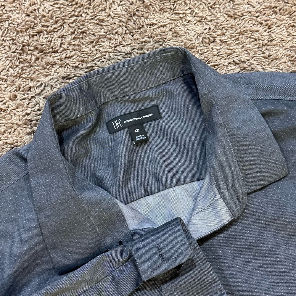 Men’s INC Long Sleeved Dress Shirt Button Up Charcoal XXL